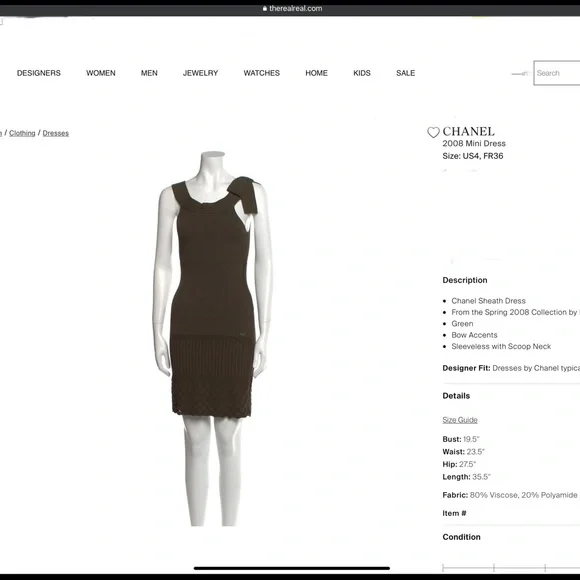 CHANEL Vintage 2008 by Karl Lagerfield ~sheath dress in military green - Picture 4 of 17